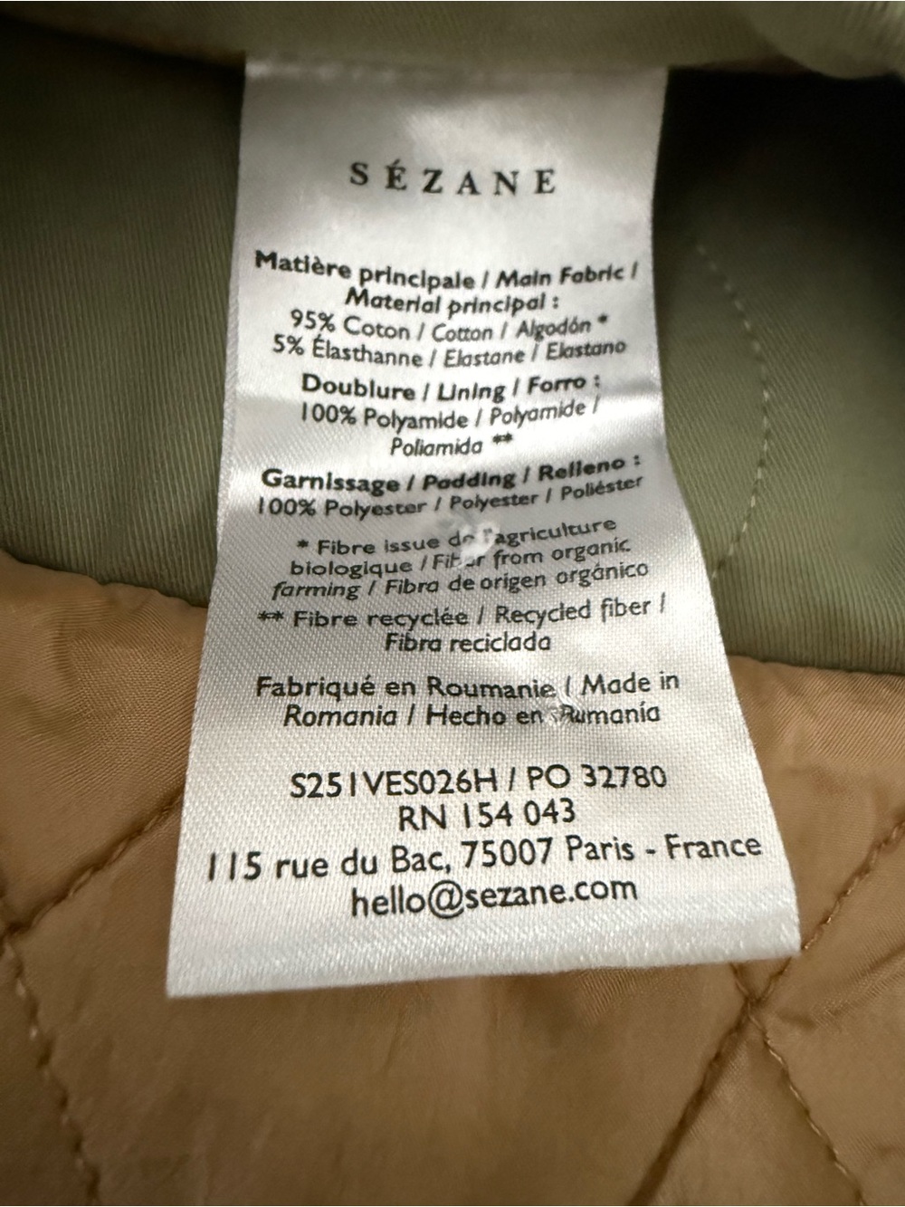SEZANE Reversible Farel Jacket in Light Olive Green Size 34 Size 2 - Picture 13 of 14